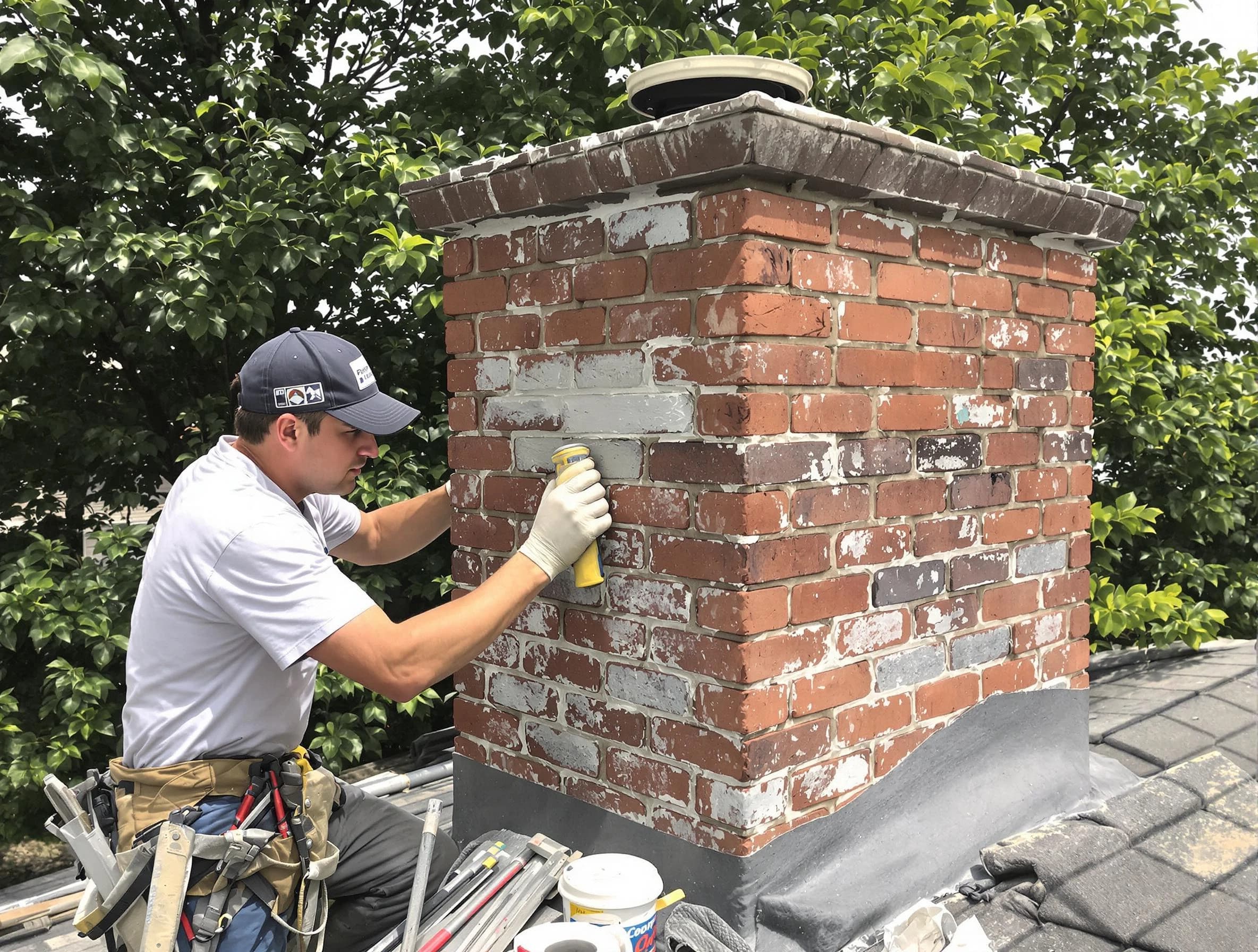 Palmetto Chimney Sweep restoring an aging chimney in Palmetto, GA