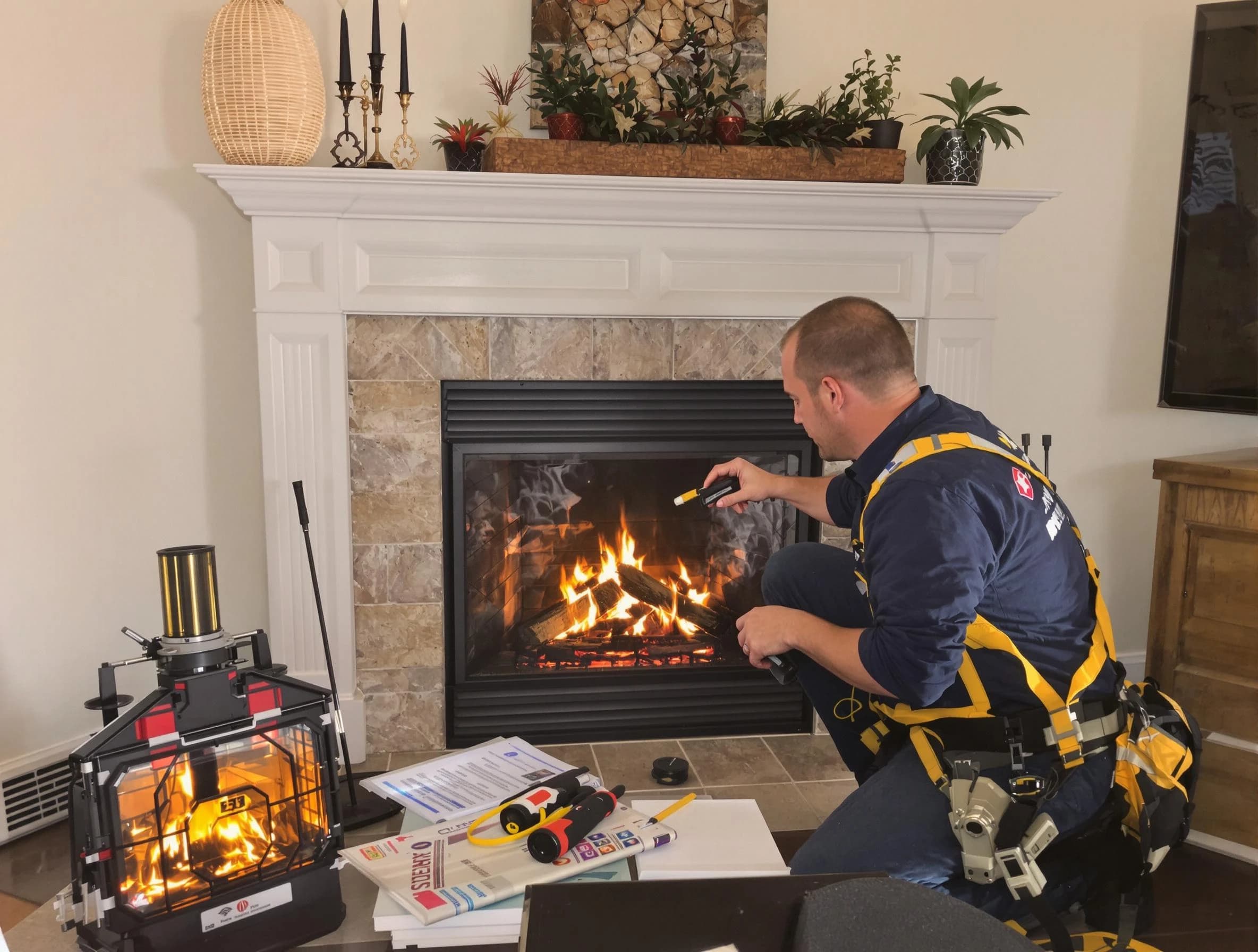 Safety-focused fireplace inspection by Palmetto Chimney Sweep in Palmetto, GA