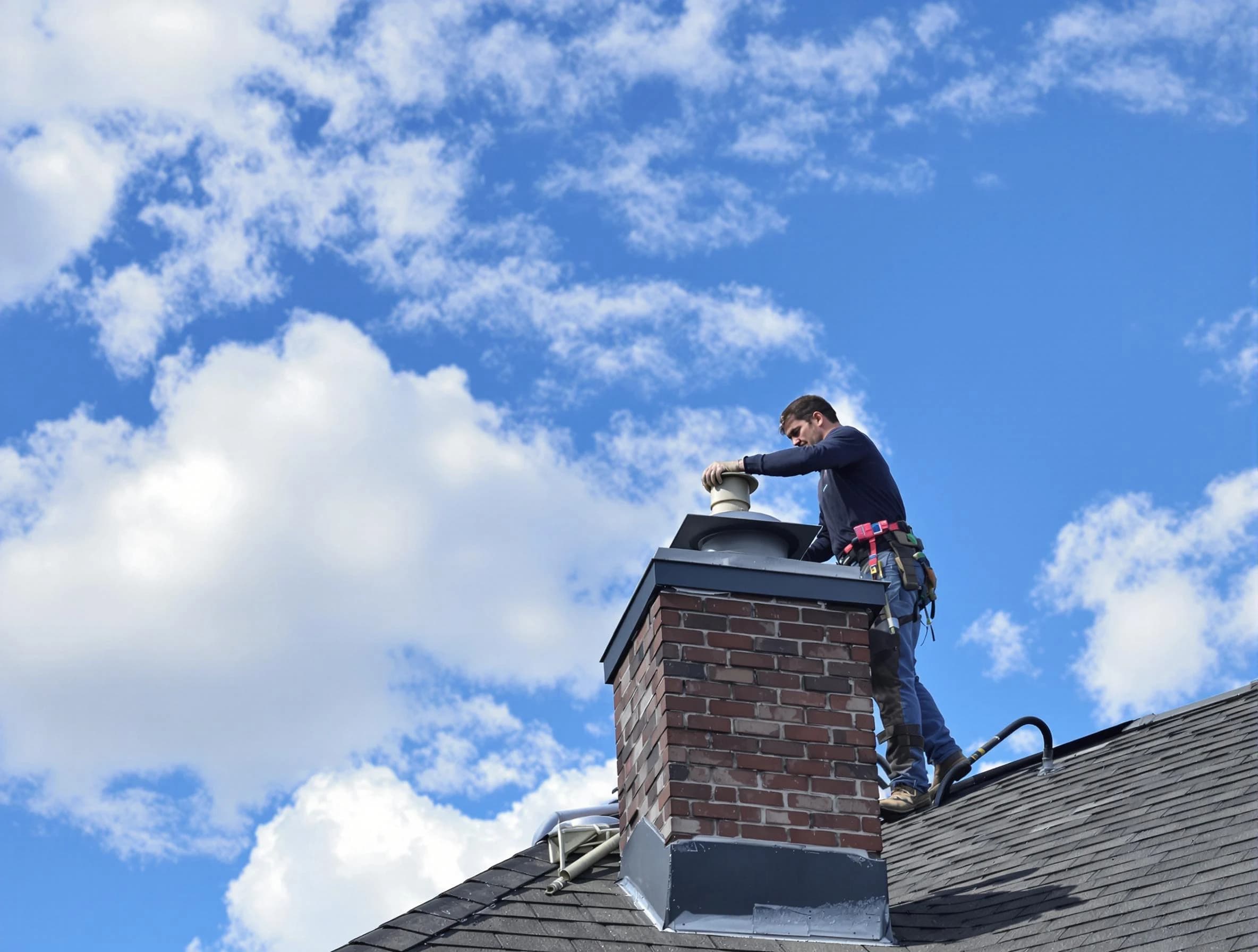 Palmetto Chimney Sweep installing a sturdy chimney cap in Palmetto, GA