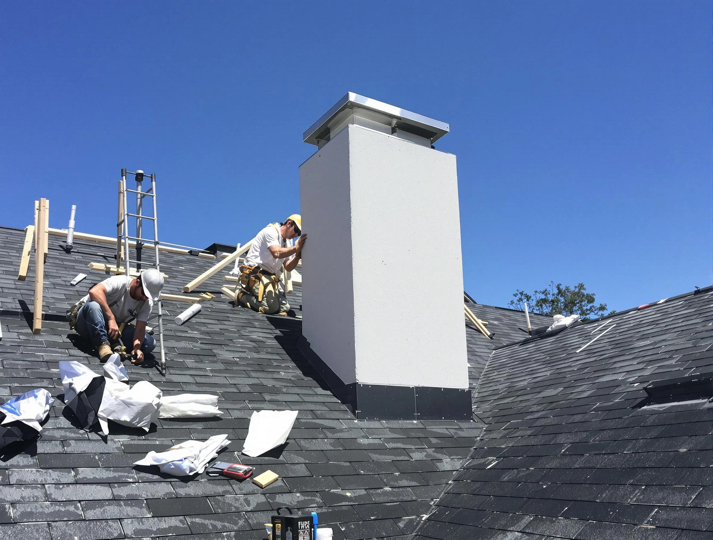 Palmetto Chimney Sweep crew installing a new chimney in Palmetto, GA