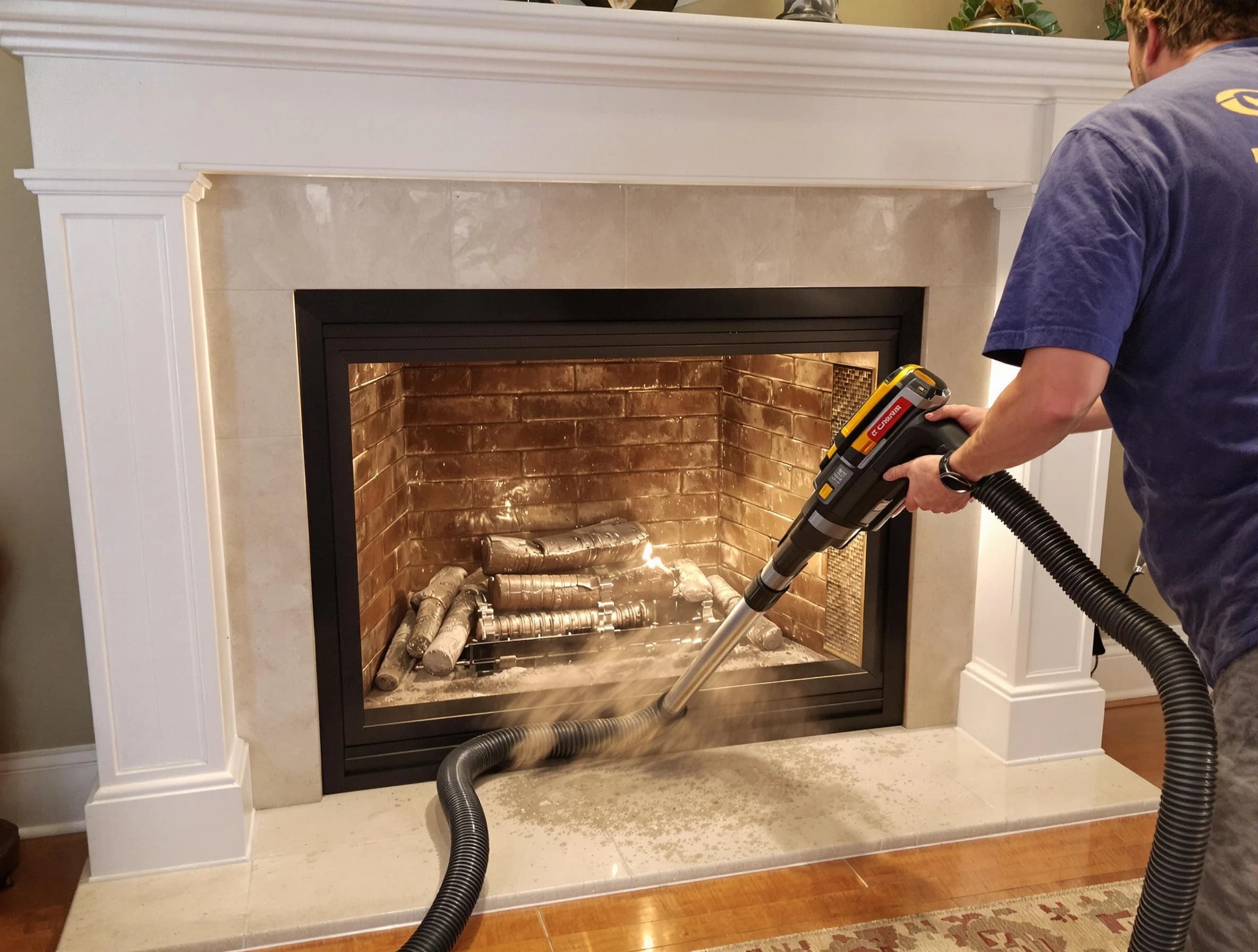 Fireplace cleaning performed by Palmetto Chimney Sweep in Palmetto, GA