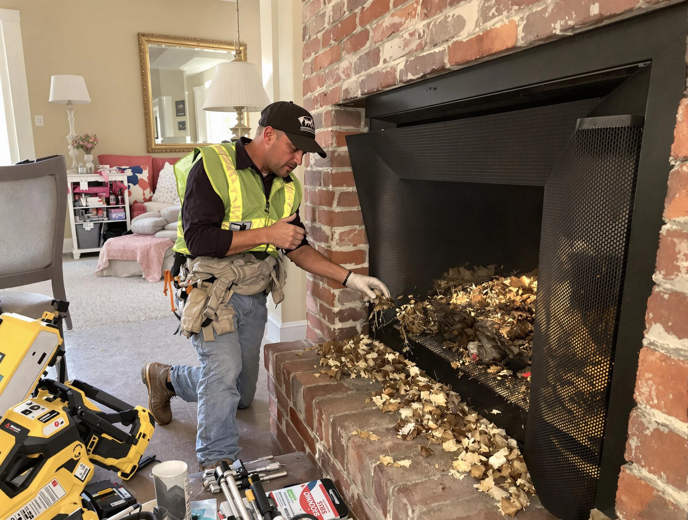 Safe screening installation by Palmetto Chimney Sweep in Palmetto, GA
