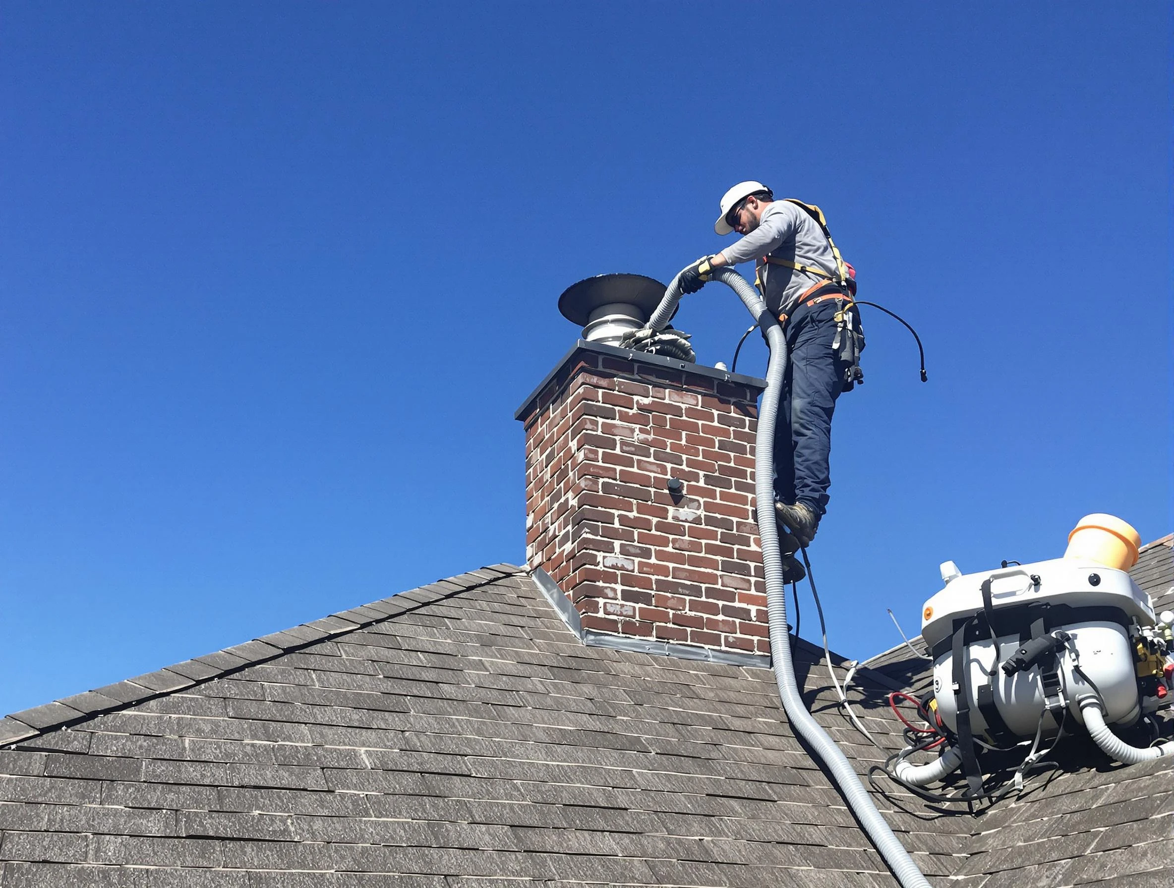 Dedicated Palmetto Chimney Sweep team member cleaning a chimney in Palmetto, GA