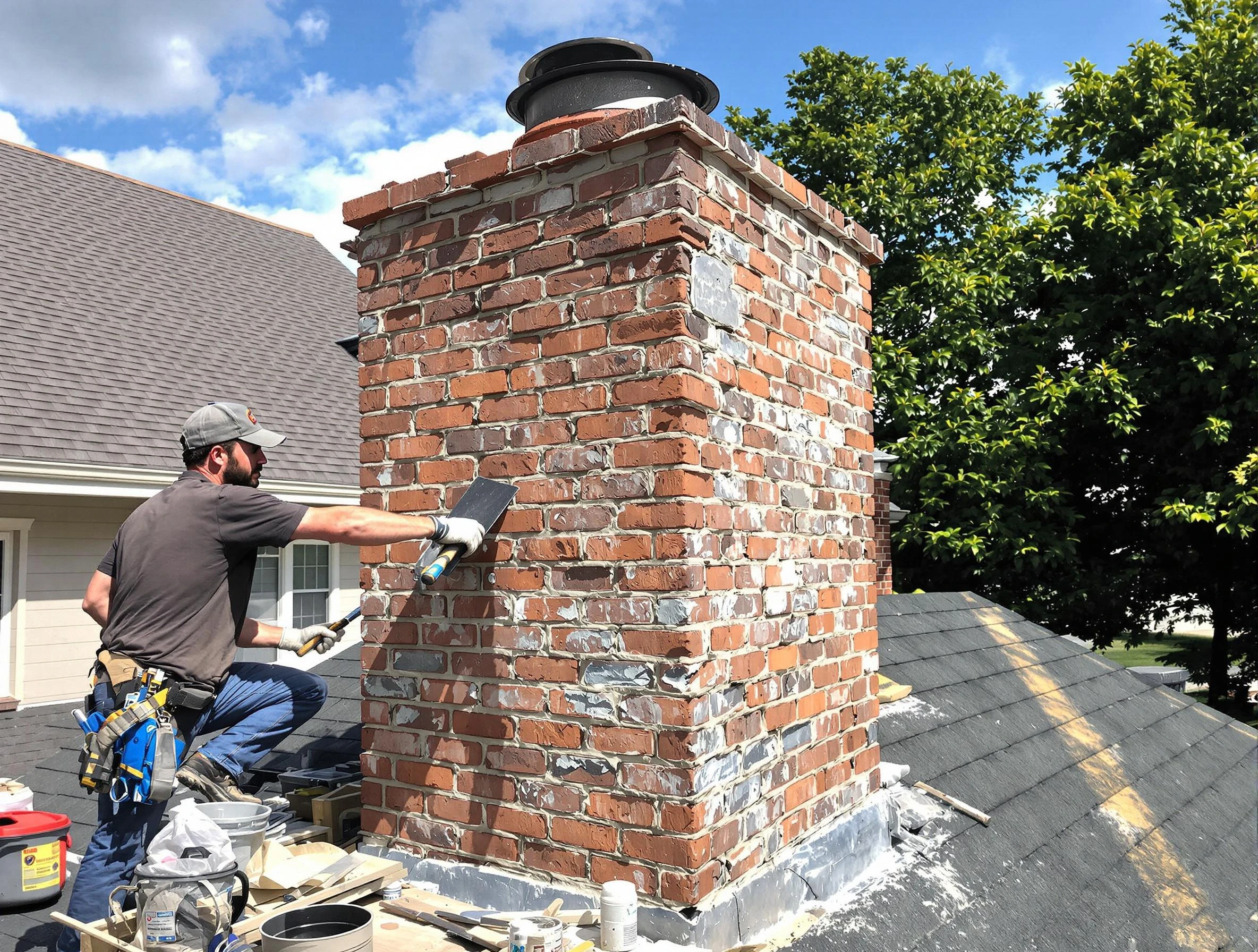 Completed chimney rebuild by Palmetto Chimney Sweep in Palmetto, GA
