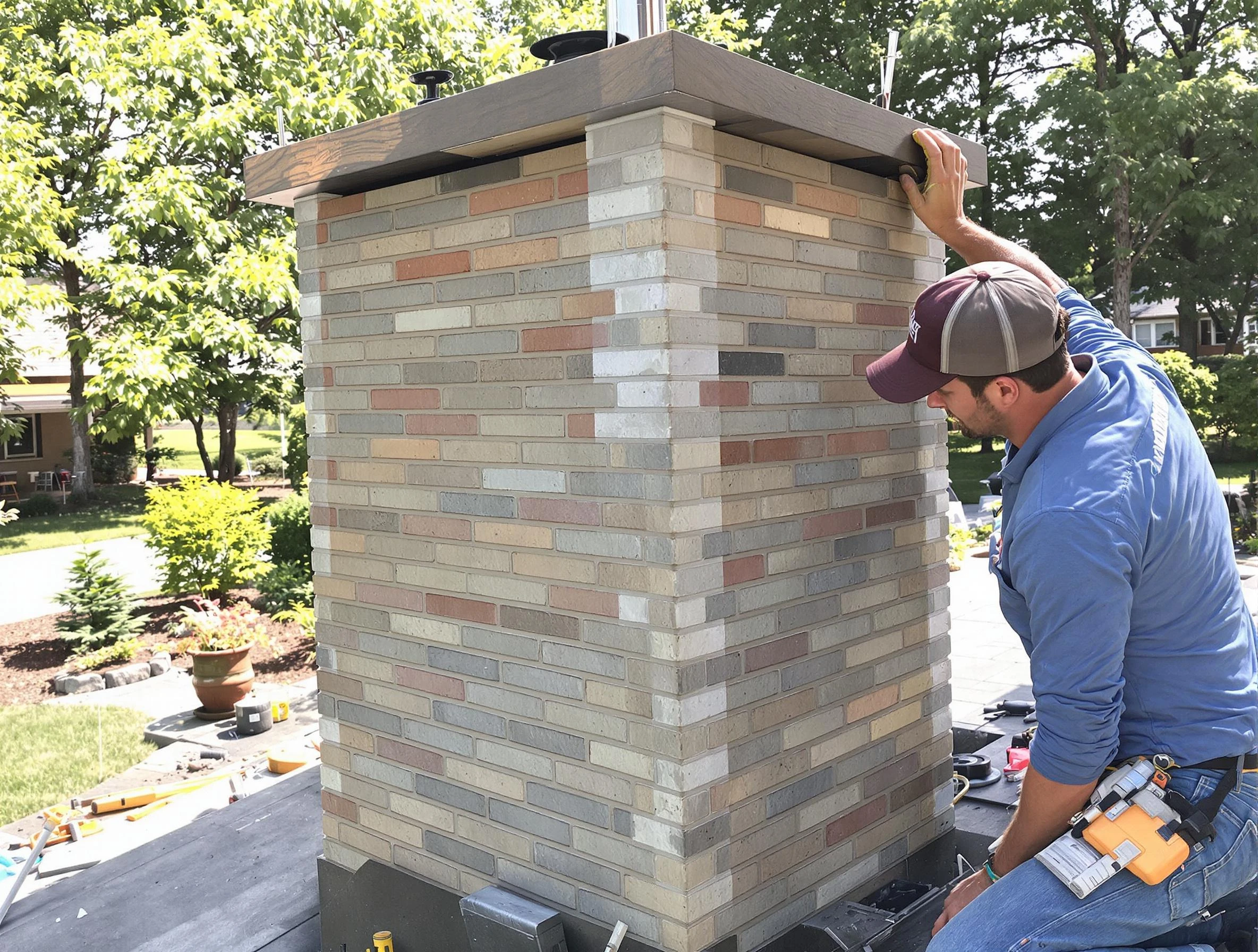Palmetto Chimney Sweep completing a modern chimney remodel in Palmetto, GA