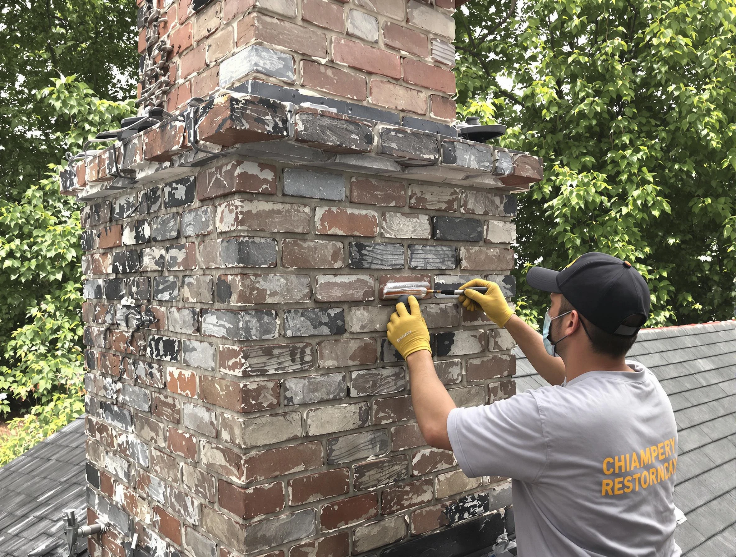 In-progress chimney restoration by Palmetto Chimney Sweep in Palmetto, GA