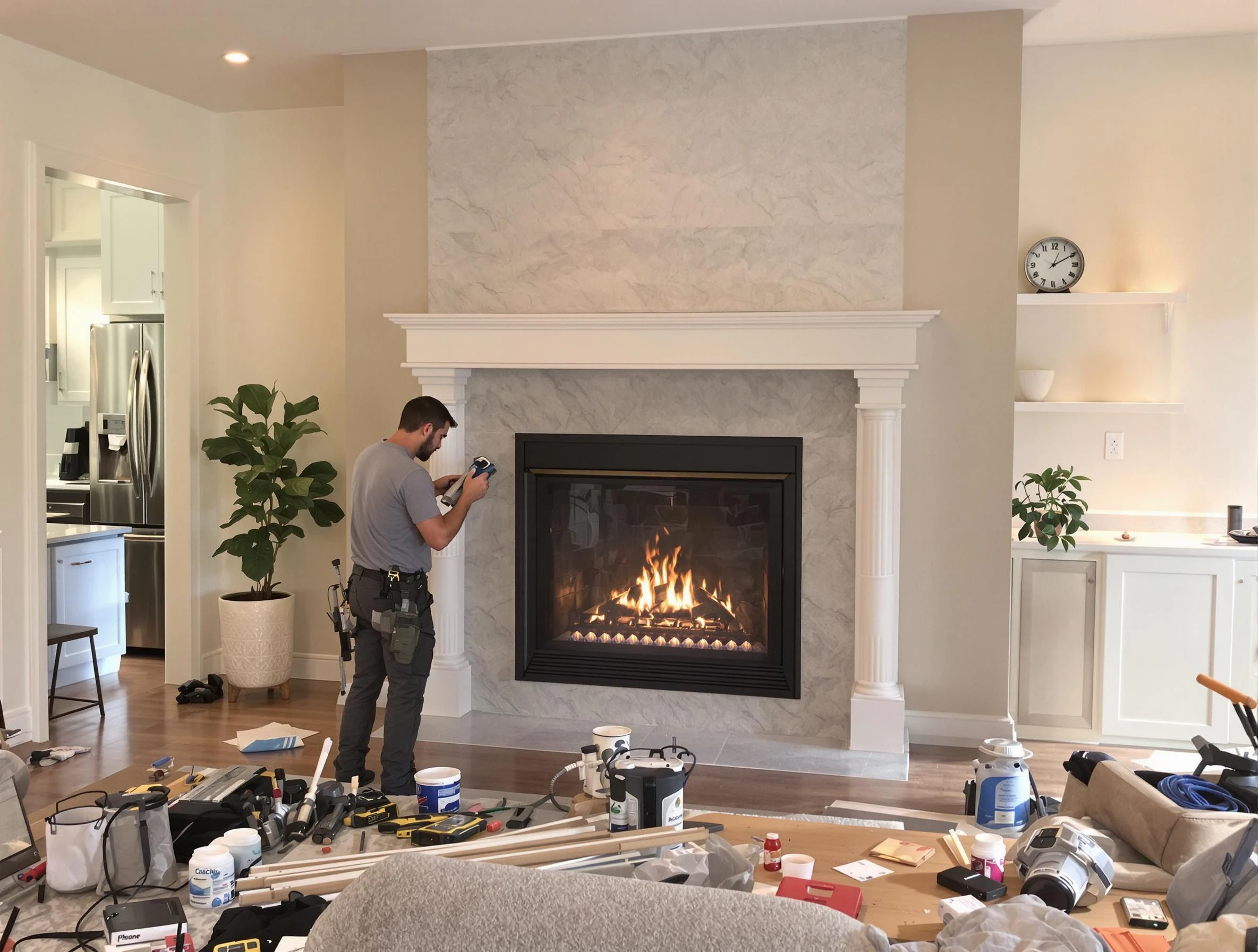 Newly installed fireplace by Palmetto Chimney Sweep in Palmetto, GA
